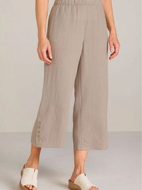 NWT Soft Surroundings Oceo Crinkle Gauze Wide Leg Crops